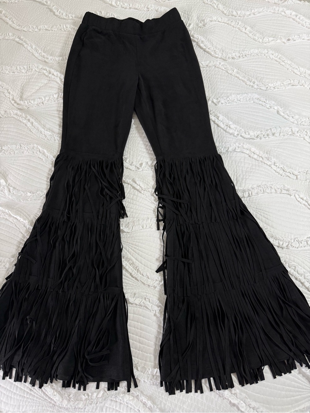 Vocal Black Fringe Flare Pants